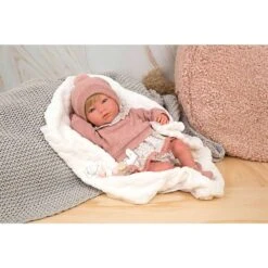 Muñecas Arias Reborn Abril Rosa Con Manta 40cm