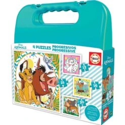 Maleta Progresivos Disney Animals 4 Puzzles 12 16 20 25 Piezas